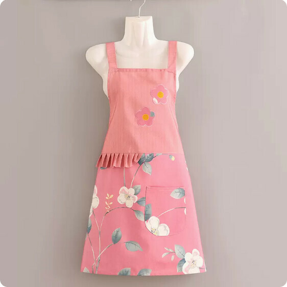 Hotly recommended Western-style apron [Canvas wavy waist strap Narcissus Pink] [Specification: 68*93CM]