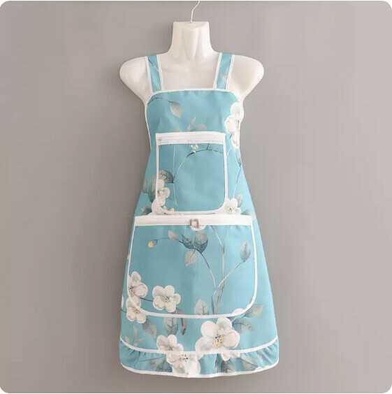 Hotly recommended Western-style apron [canvas double zipper pocket skirt narcissus green] [specification: 68*93CM]