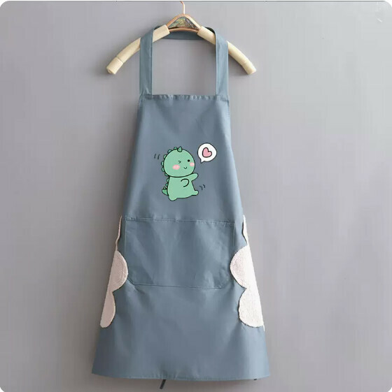 Hot recommended apron [hand-wiping waterproof halterneck dinosaur heart pure blue] [Specification: 69*71CM]