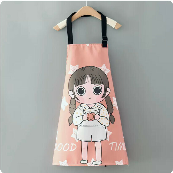 Hot recommendation of cute cartoon apron [hangerneck big girl orange pink] [Specification: 66*70CM]
