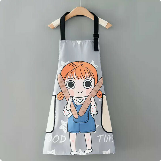 Hot recommended cute cartoon apron [hand-wiping halterneck big girl gray] [Specification: 66*70CM]
