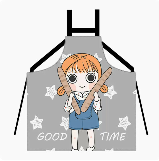 Hot recommendation of cute cartoon apron [strap big girl gray] [specification: 66*70CM]