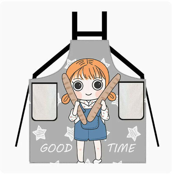 Hot recommendation of cute cartoon apron [hand strap big girl gray] [Specification: 66*70CM]