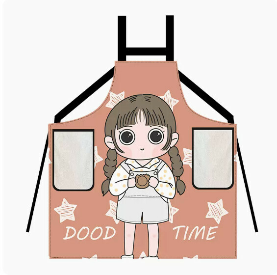 Hot recommended cute cartoon apron [hand-wiping strap big girl orange pink] [Specification: 66*70CM]