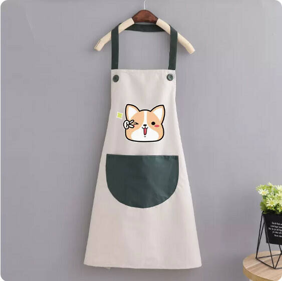 Hot recommendation apron [waterproof halterneck large corgi gray with green] [specification: 70*90CM]