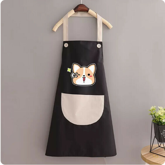 Hot recommended apron [waterproof halterneck large corgi black with gray] [specification: 70*90CM]