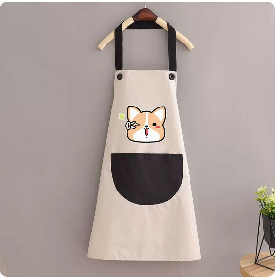 Hot recommended apron [waterproof halterneck large corgi gray with black] [specification: 70*90CM]