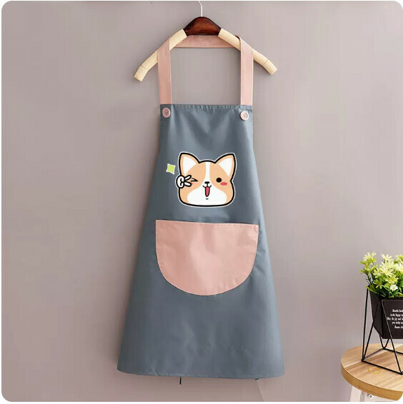 Hot recommendation apron [waterproof halterneck large corgi blue with pink] [specification: 70*90CM]