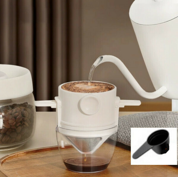 New [White] Little Angel Coffee Filter Cup with Holder - Free Short-Handed Measuring Spoon