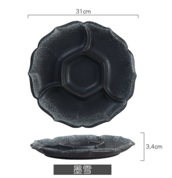 Hot selling ceramic plate [12-inch multi-grid platter-Mo Xue]