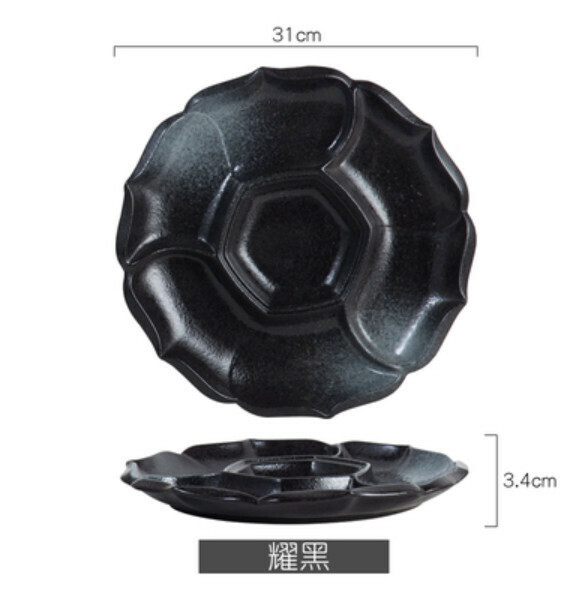 Hot selling ceramic plate [12-inch multi-grid platter-Yaohei]