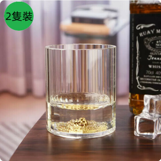 熱賣【2隻裝】玻璃威士卡杯（金色狼頭-290ml）