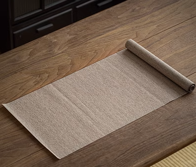 熱賣棉麻防水茶桌墊長條桌布(素面亞麻色)(尺寸:長200CM*寬40CM)