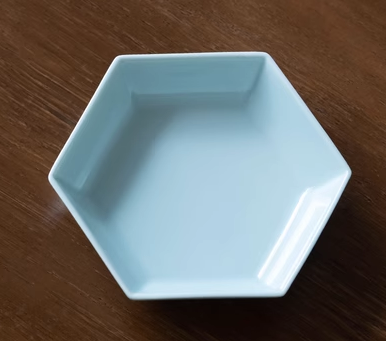 熱賣中式陶瓷六邊茶點盤(粉青)(尺寸:直徑13.8CM*邊長7CM*高3CM)