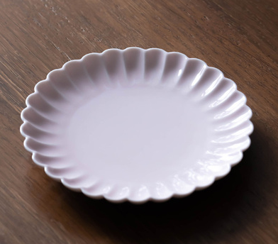 熱賣中式菊瓣圓形茶點盤(胭脂粉)(尺寸:直徑14.8CM*高2CM)