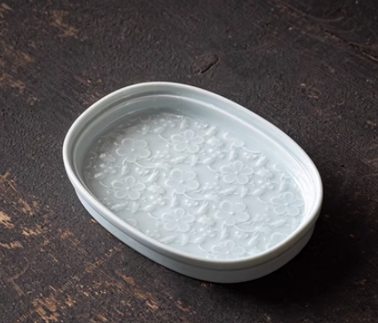 熱賣古風陶瓷橢圓形茶點盤(粉青)(尺寸:長13.7CM*寬9.4CM*高2.2CM)