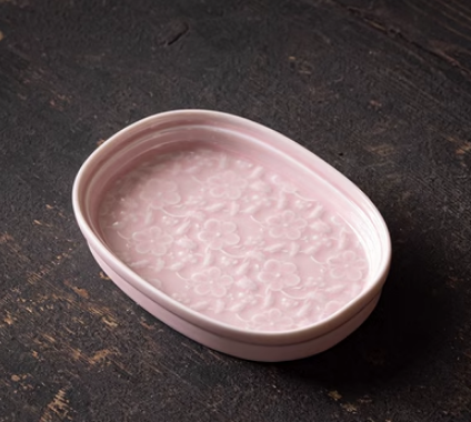 熱賣古風陶瓷橢圓形茶點盤(胭脂粉)(尺寸:長13.7CM*寬9.4CM*高2.2CM)