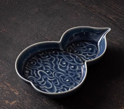 熱賣復古葫蘆陶瓷茶點盤(霽藍)(尺寸:長15.5CM*寬10CM*高2.5CM)