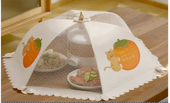 Hot-selling meal cover foldable anti-fly artifact household new dust cover umbrella summer (Shishi Ruyi) (size: diagonal 70CM)