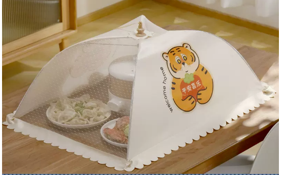 Hot selling rectangular meal cover foldable anti-fly artifact household new dust cover umbrella summer (safe and happy) (size: 70*50CM)