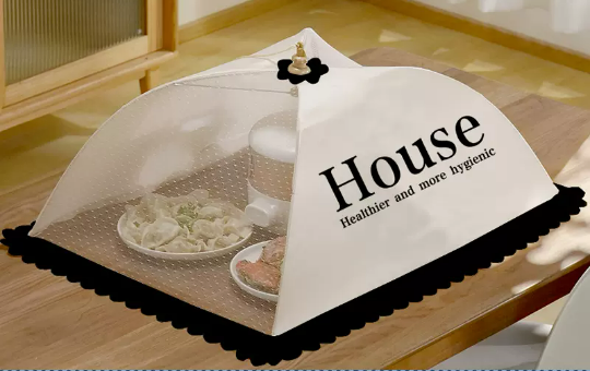 Hot selling rectangular meal cover foldable anti-fly artifact household new dust cover umbrella summer (letter) (size: 70*50CM)