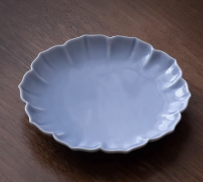 熱賣復古葵口陶瓷茶點盤(紫羅蘭)(尺寸:直徑14.7CM*高2CM)