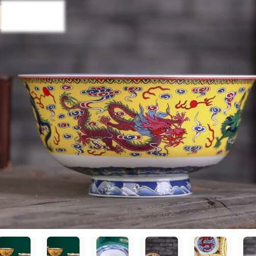 熱賣陶瓷琺琅彩高腳壽碗（7英寸高腳面碗【粉彩龍】）