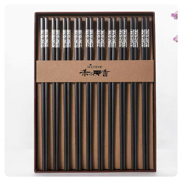 熱賣禾木天香國泰禮盒合金筷子10雙裝24K鍍金(國泰--銀款)(長度：27.2CM)