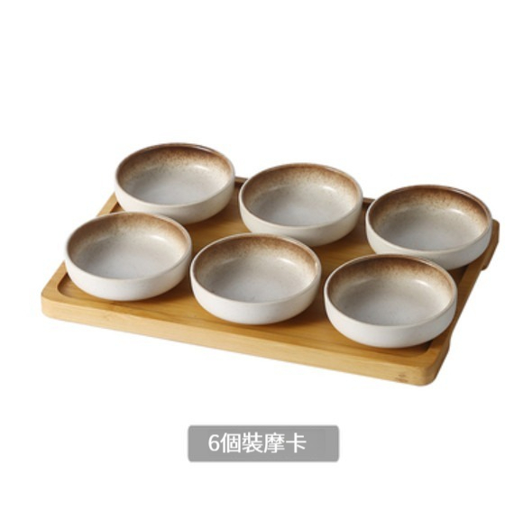 熱賣陶瓷餐具【小圓碟(6個裝)-摩卡帶託盤】 