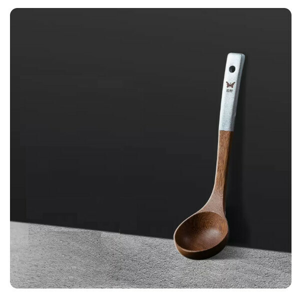 Hot selling chicken wing wood shovel, non-stick special cooking shovel, high temperature resistant rice spoon (chicken wing wood [soup spoon]) (size: 27*7.5cm weight: ≈69g)