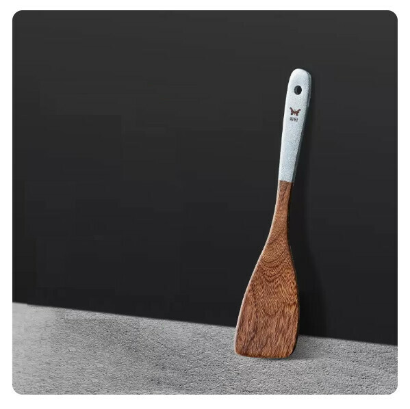 Hot selling chicken wing wood shovel, non-stick special cooking shovel, high temperature resistant rice spoon (chicken wing wood [frying spatula-slanted head, light and thin]) (size: 32*7.5cm weight: ≈56g)