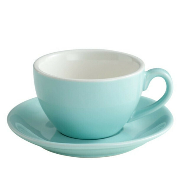 Hot selling thickened large mouth ceramic coffee cup set-[bright sky blue] kabu cup and saucer 220ml