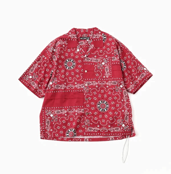 LAST PCS: MASTERMIND WORLD MW BANDANA SS SHIRTS - RED SIZE M PRE ORDER ITEM (預訂中)