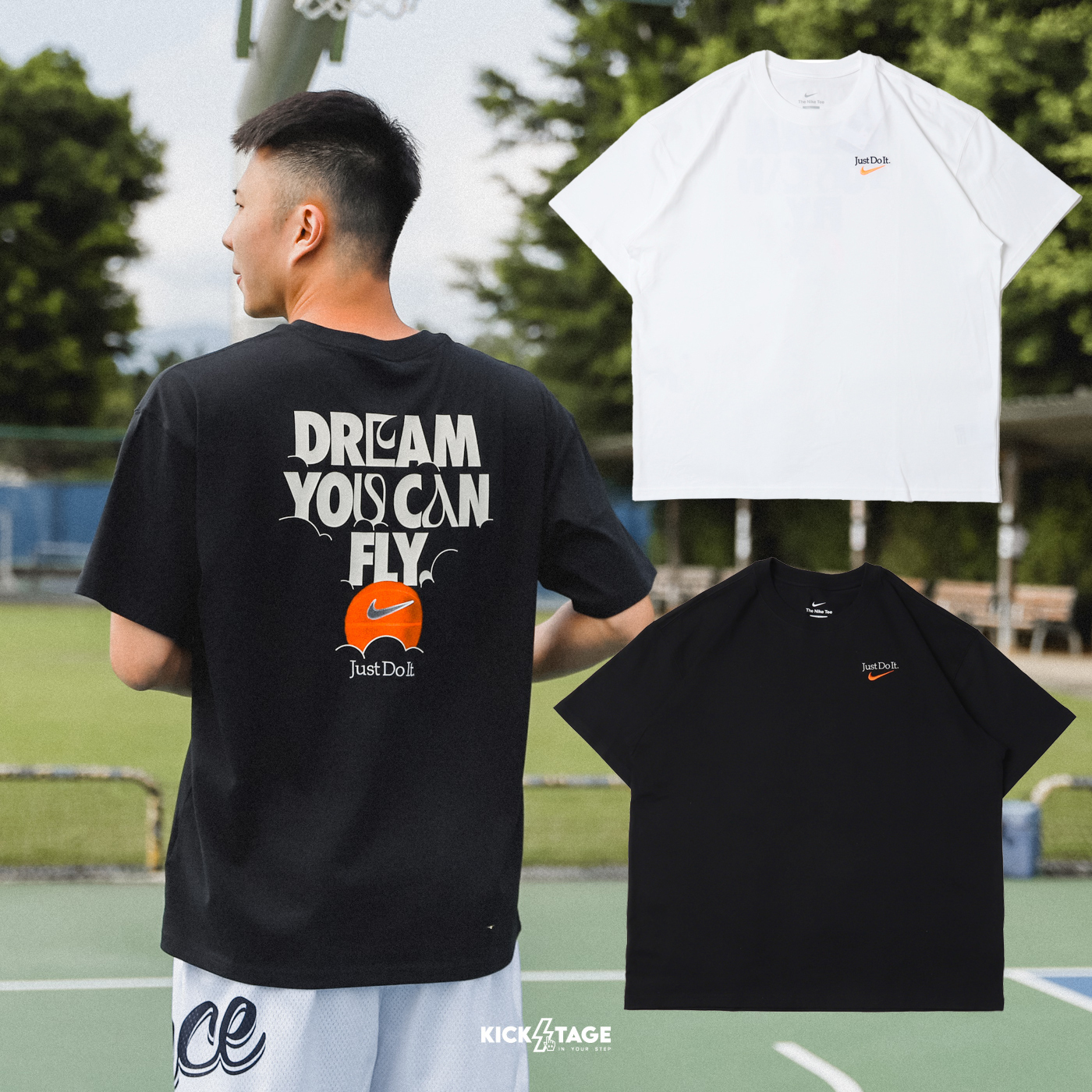 男款 NIKE MAX90 OC VERB TEE 黑色 白色 籃球 刺繡勾勾 印花 短袖 短T【FZ8084】