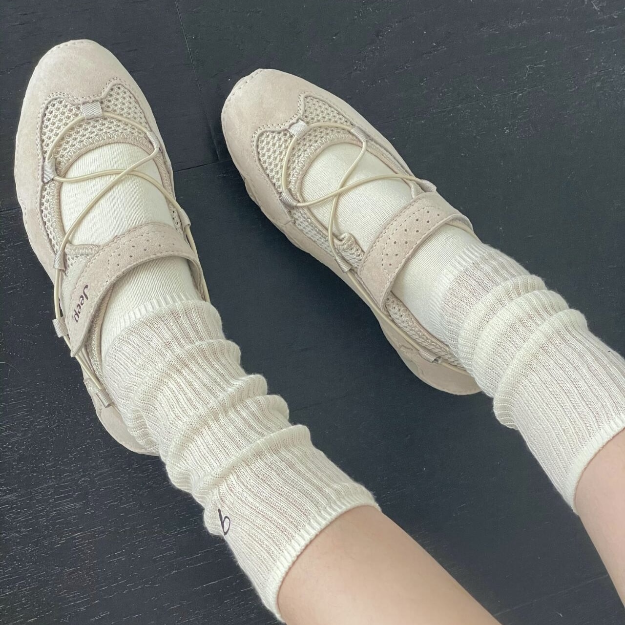 JEEP 吉普 魔鬼氈 瑪莉珍 麂皮 網布 抽繩 涼鞋 女鞋 PX241WAS932 / 預購