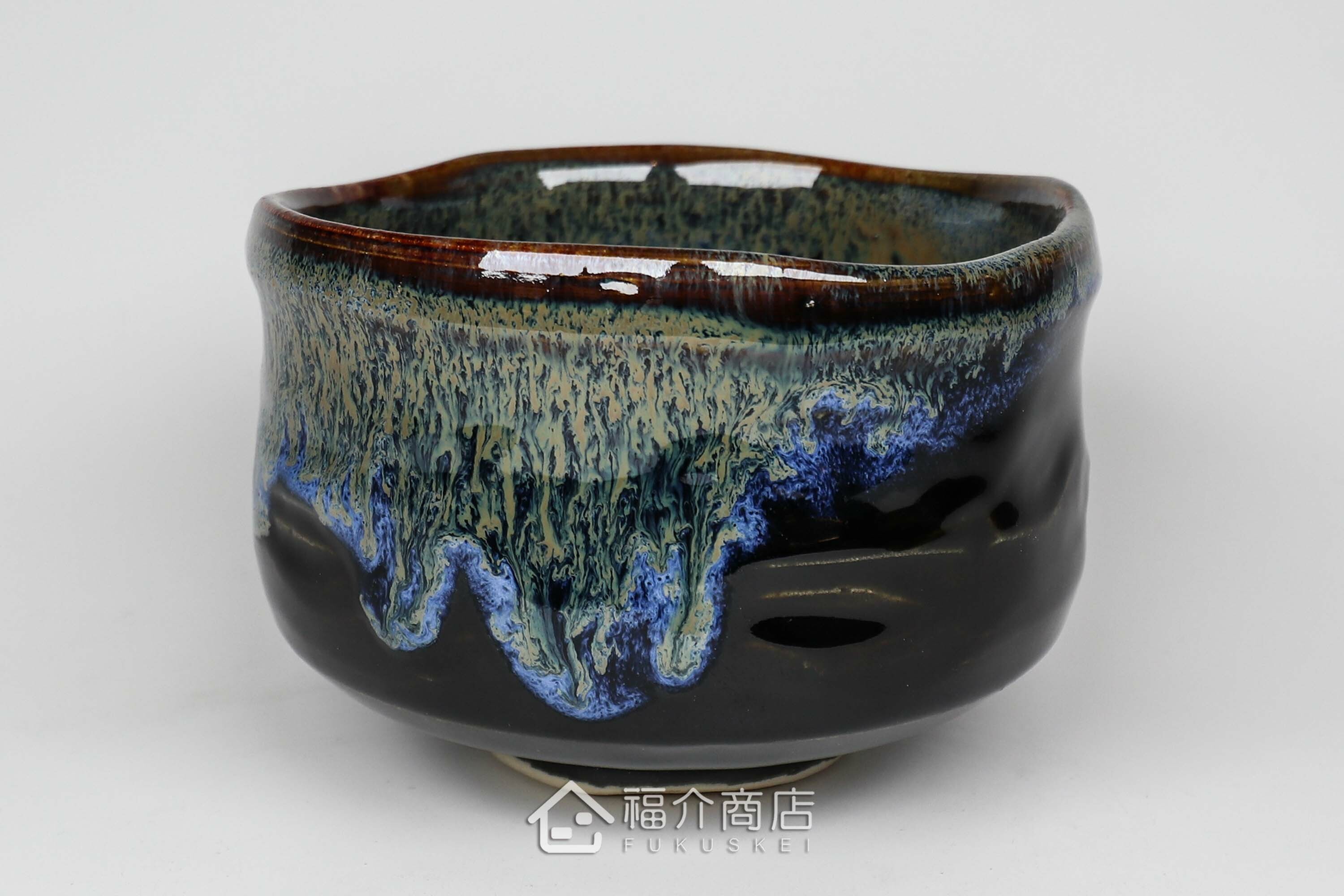 盛裝抹茶用的黑藍色抹茶杯碗550cc