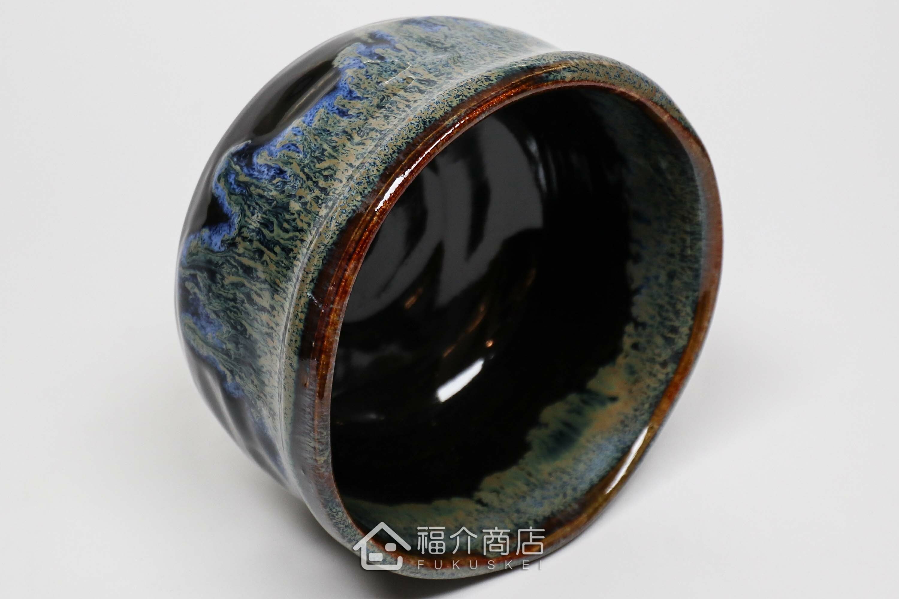 盛裝抹茶用的黑藍色抹茶杯碗550cc