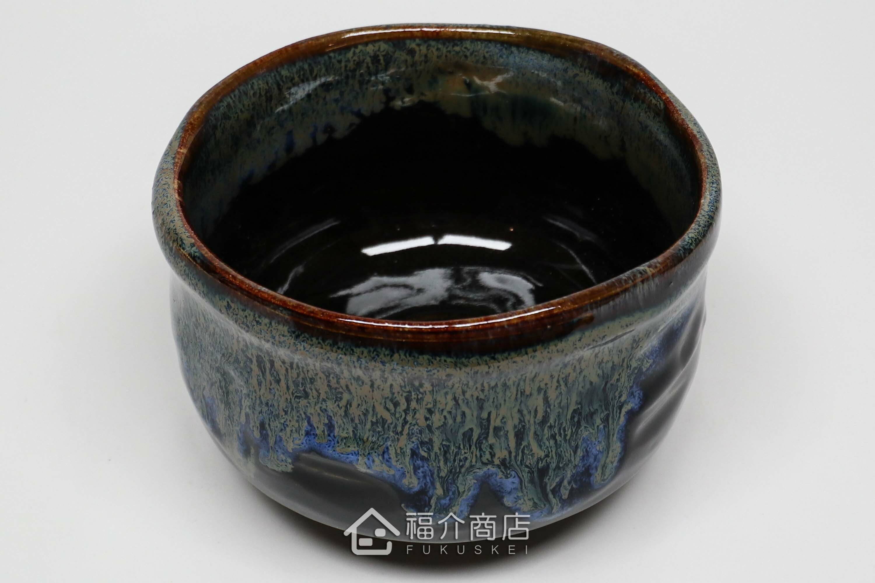 盛裝抹茶用的黑藍色抹茶杯碗550cc