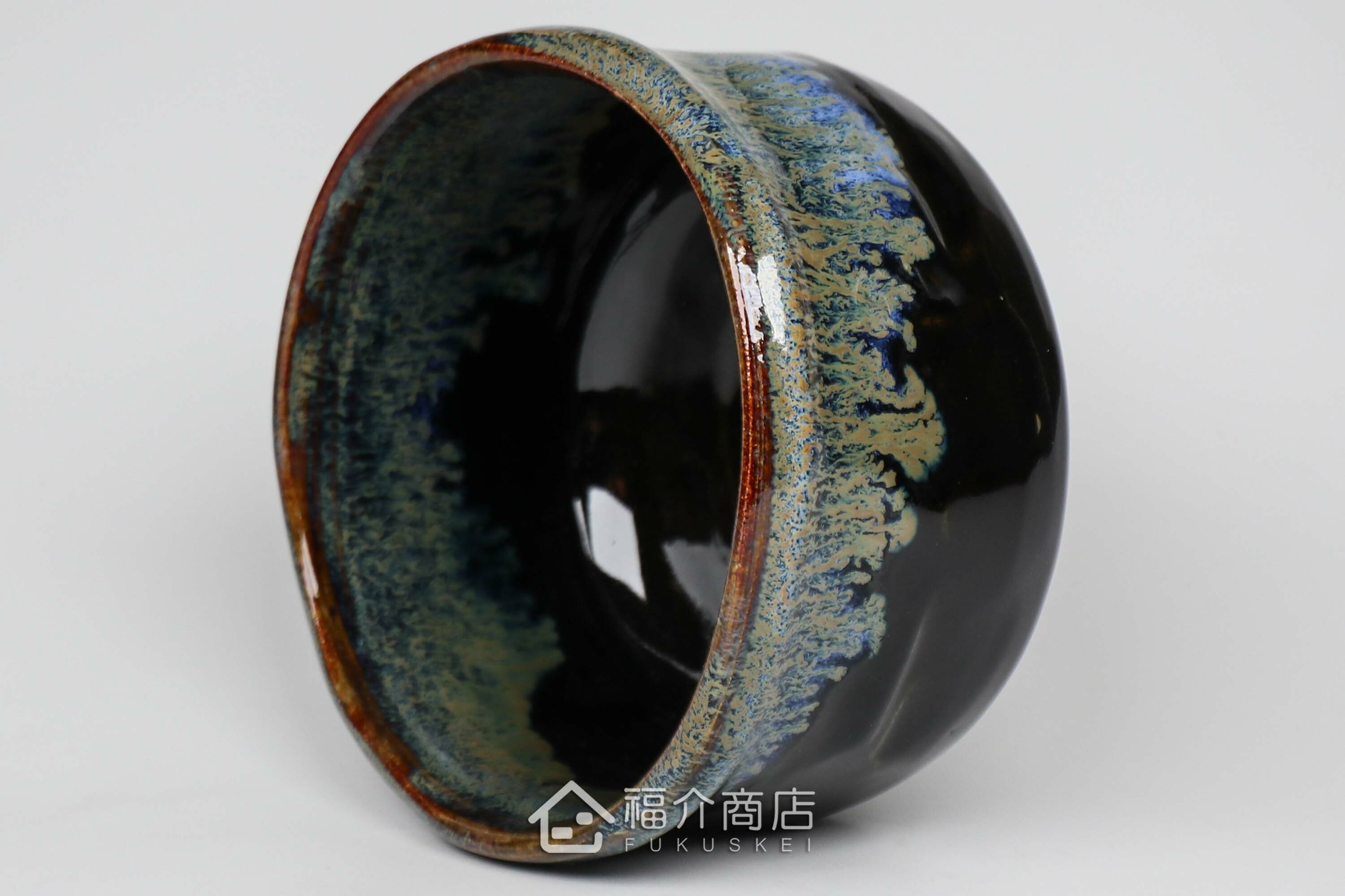 盛裝抹茶用的黑藍色抹茶杯碗550cc