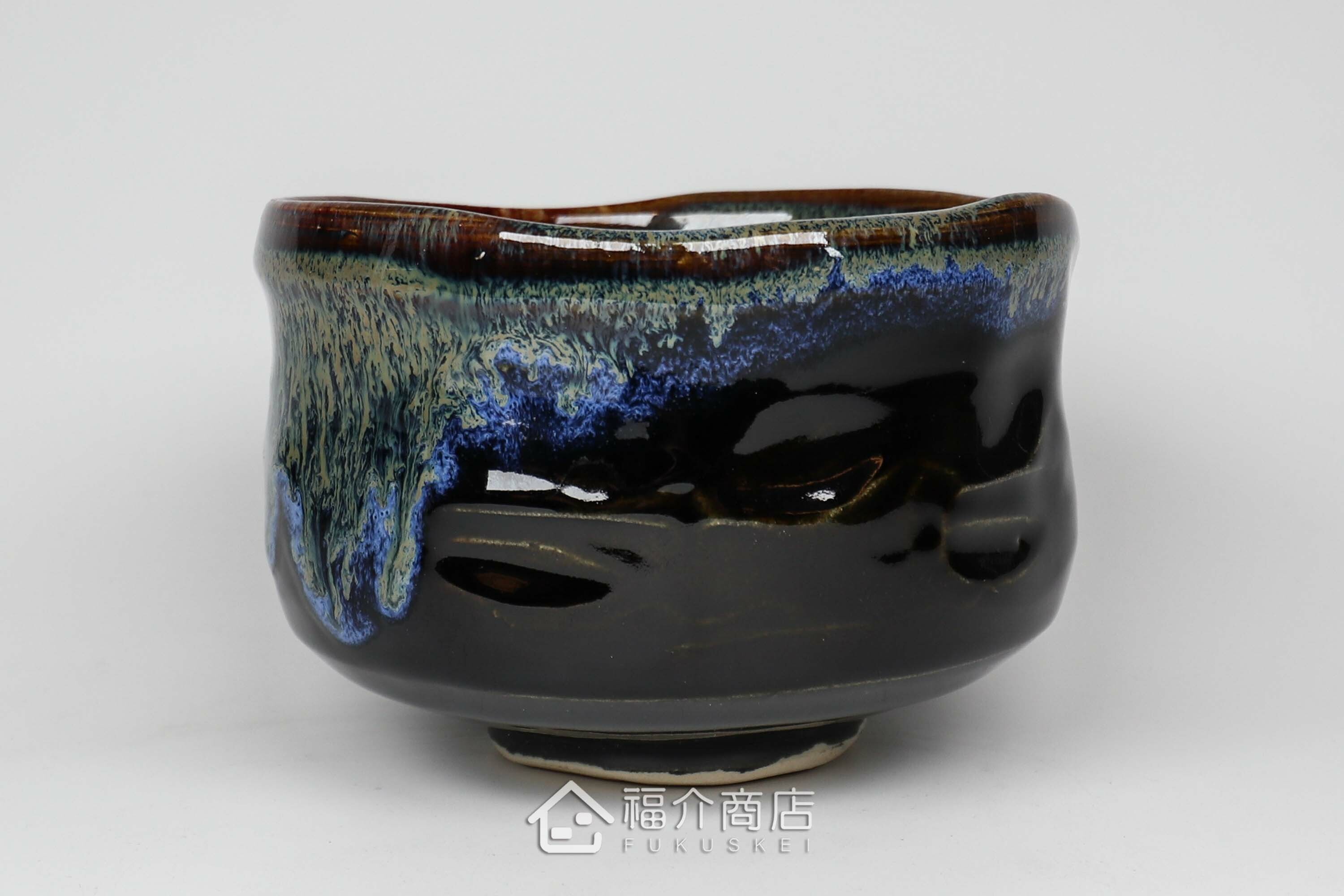 盛裝抹茶用的黑藍色抹茶杯碗550cc