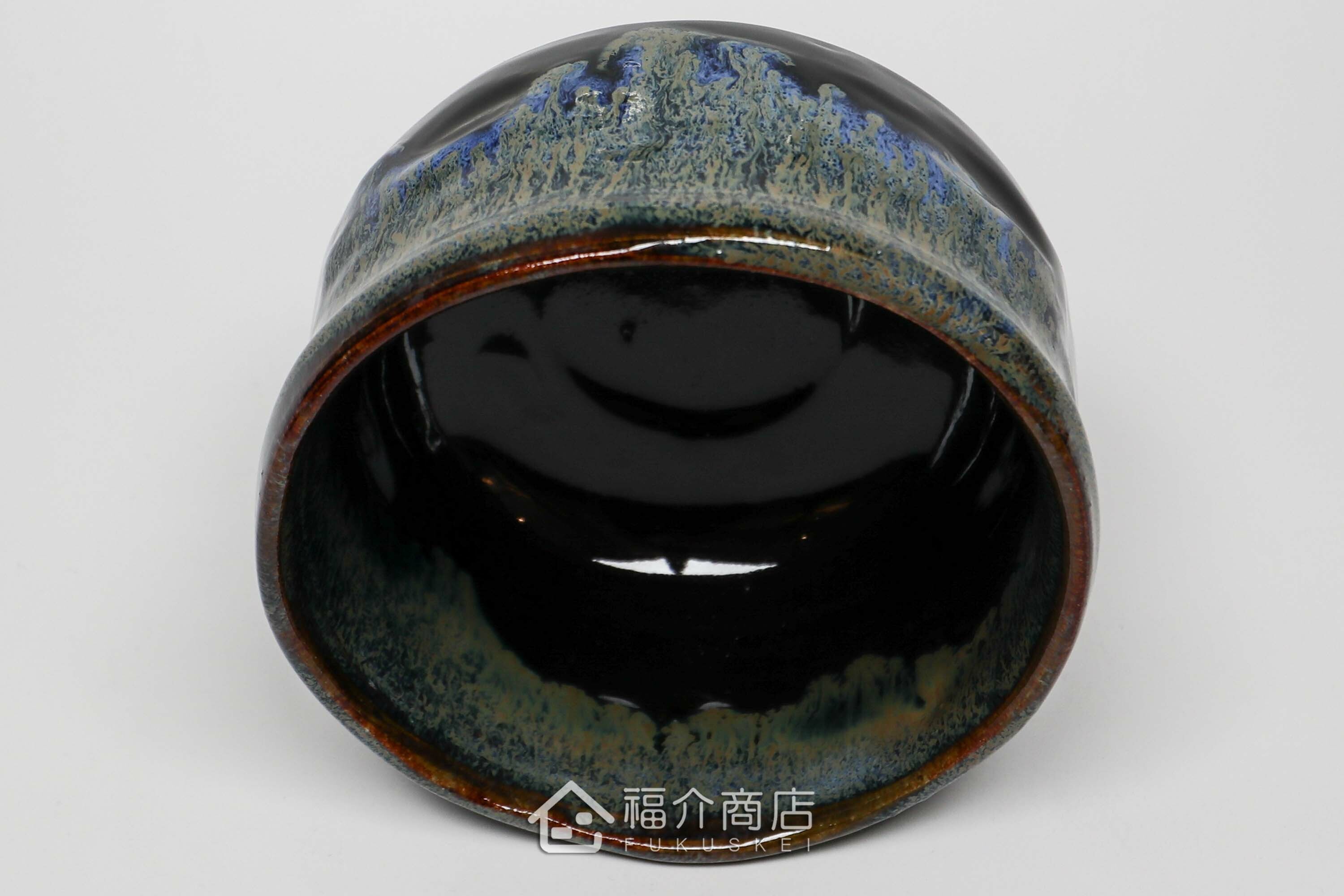 盛裝抹茶用的黑藍色抹茶杯碗550cc