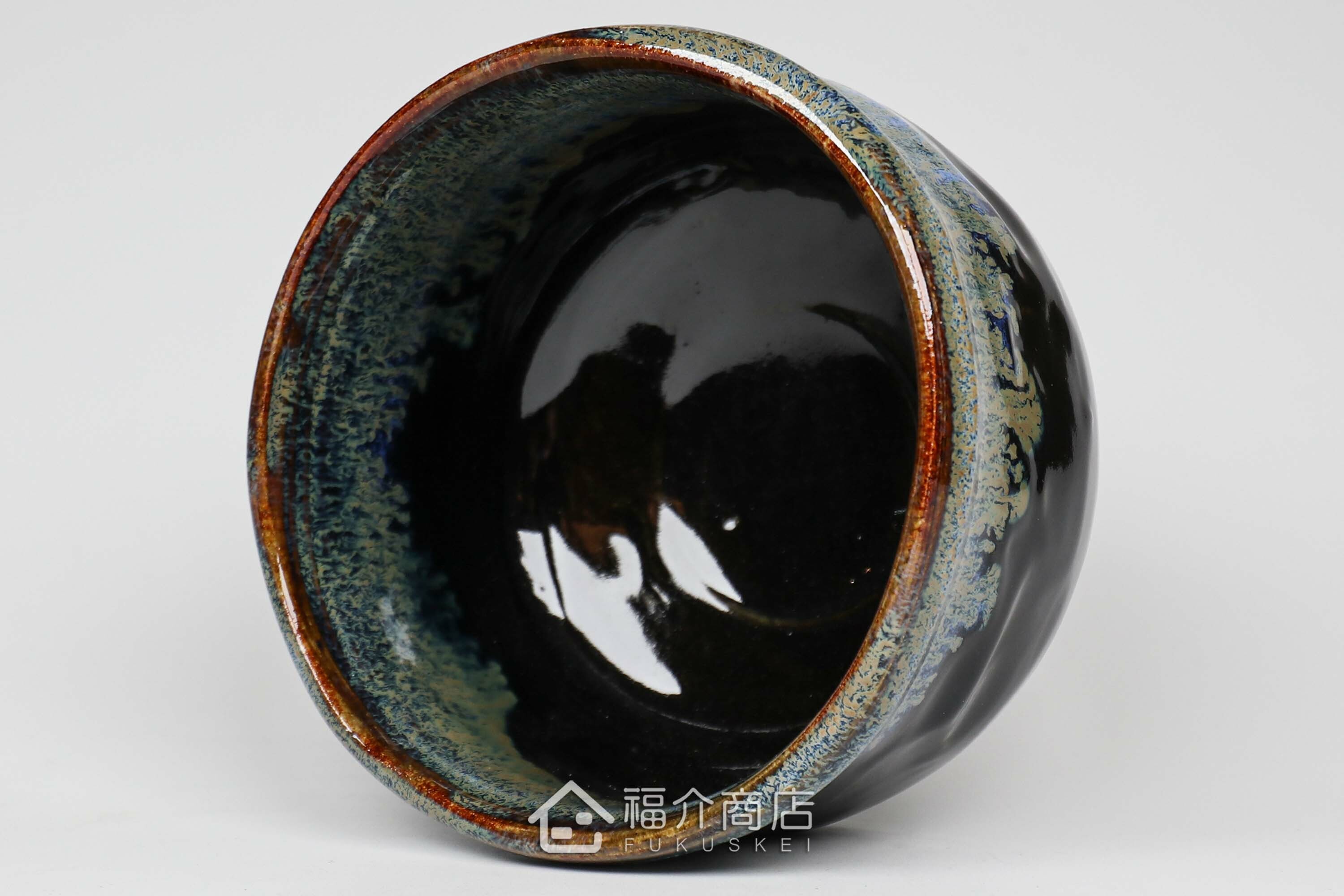 盛裝抹茶用的黑藍色抹茶杯碗550cc