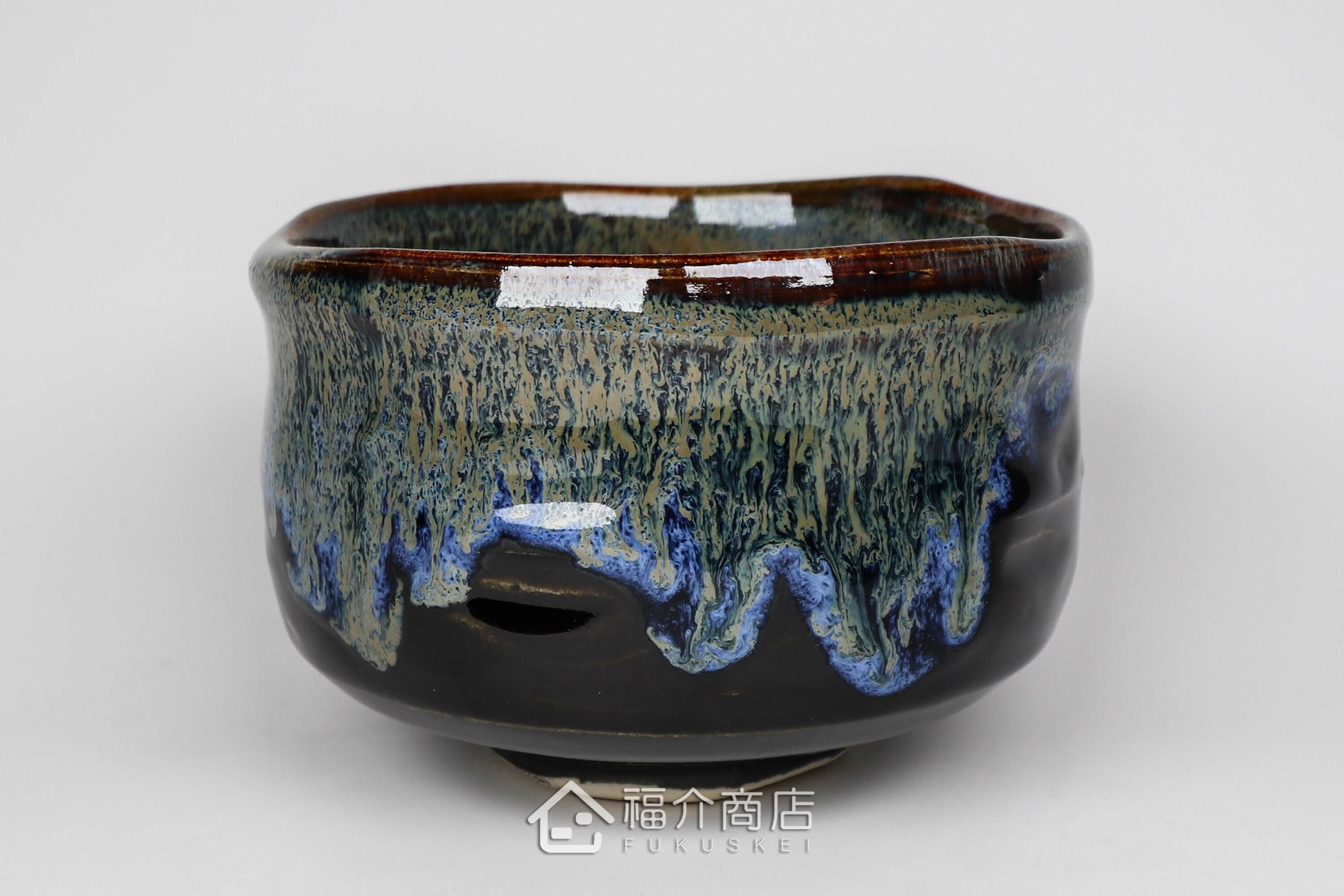 盛裝抹茶用的黑藍色抹茶杯碗550cc