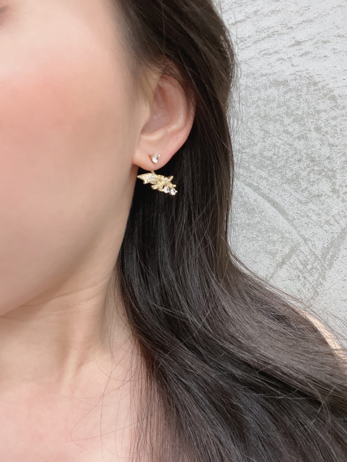 鋯石翅膀 法式復古耳針(925銀針)