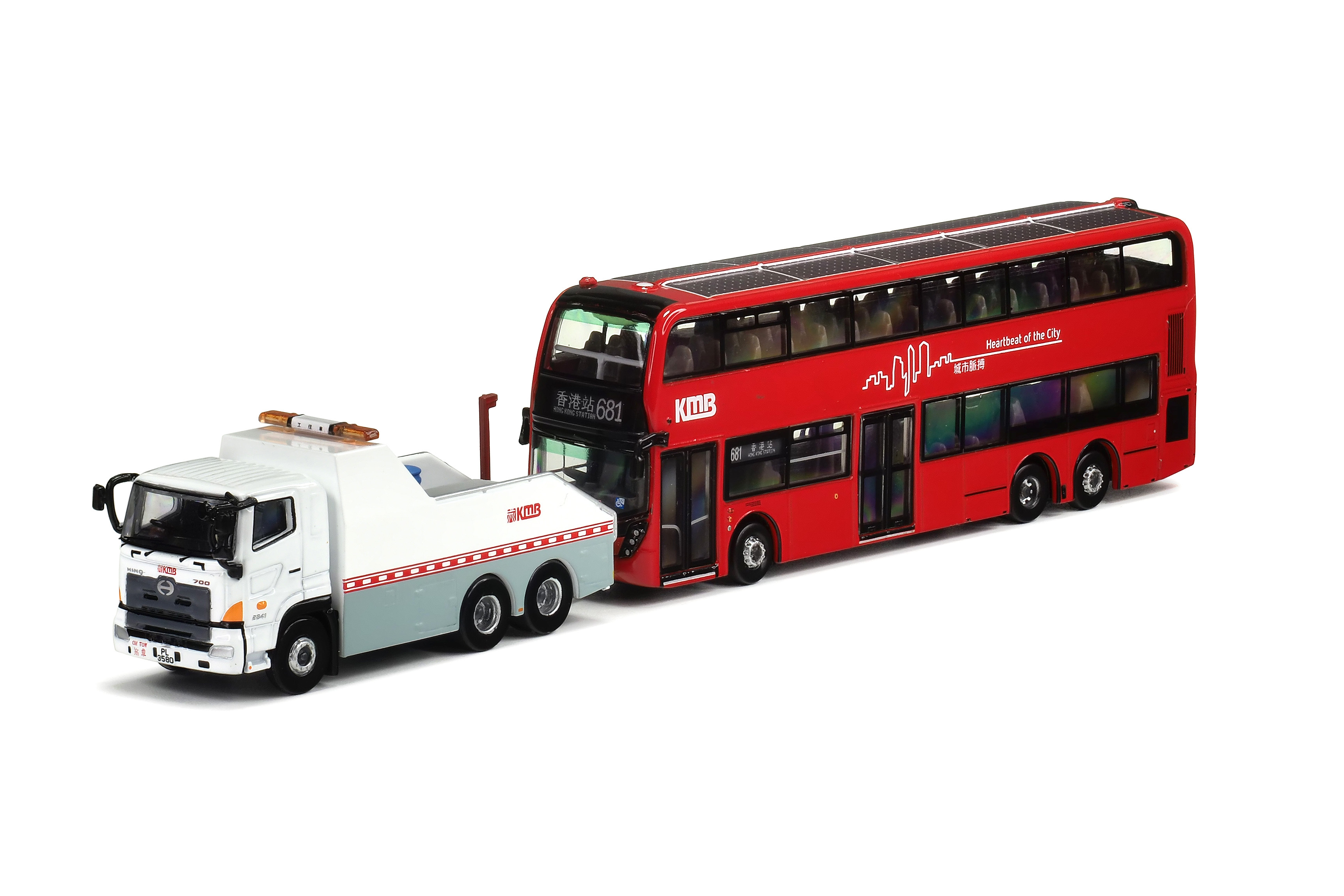 KMB2024026 1:120 九巴丹尼士歐盟第六代12.8米 (681)+日野700系2841拖車