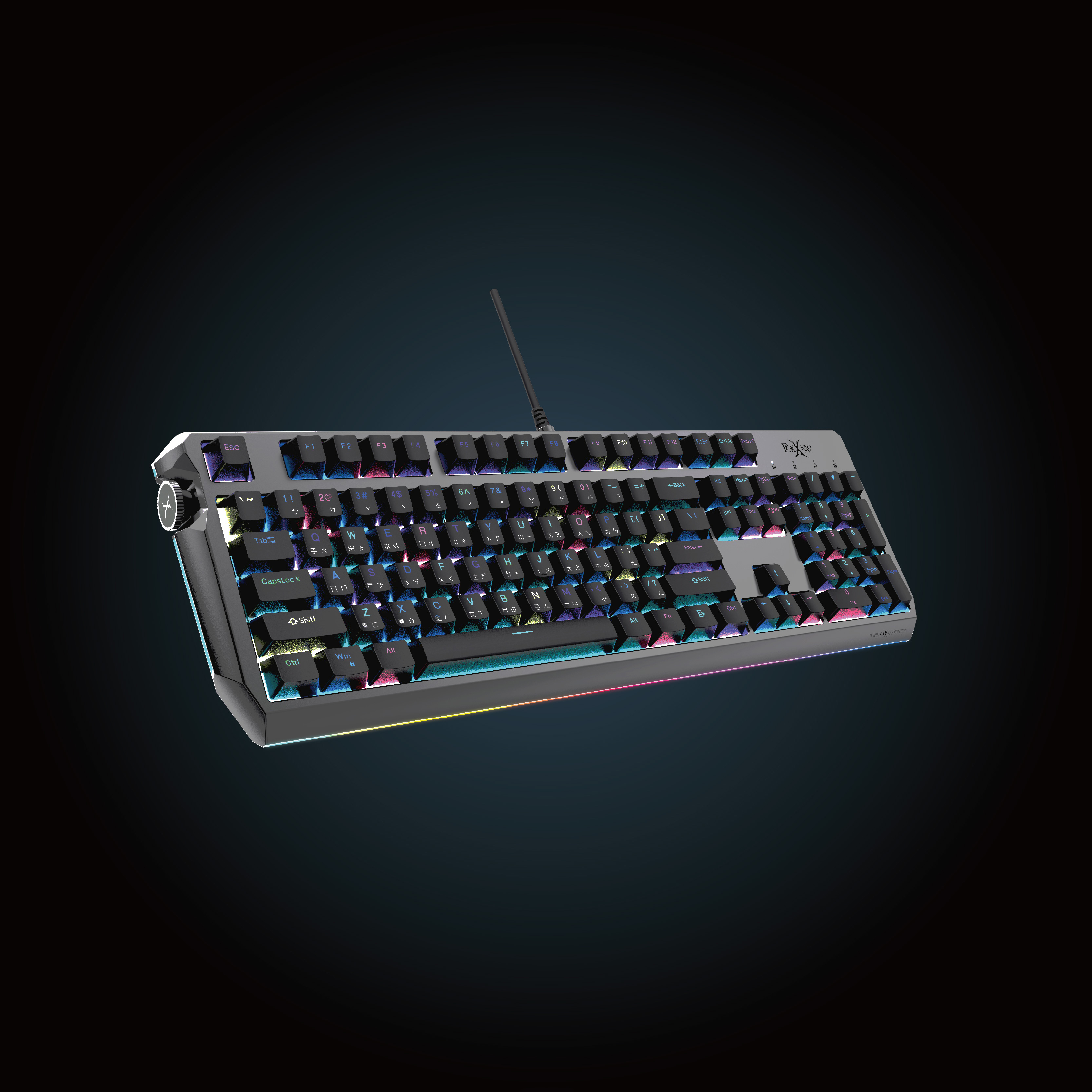FXR-HKM-91 闇夜RGB多功旋鈕機械鍵盤