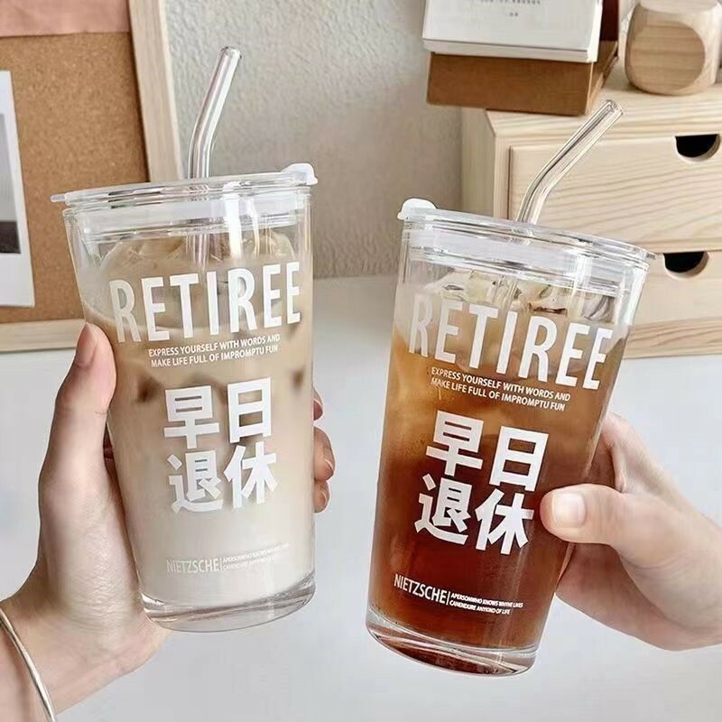 《4531》早日退休早餐玻璃杯 450ml