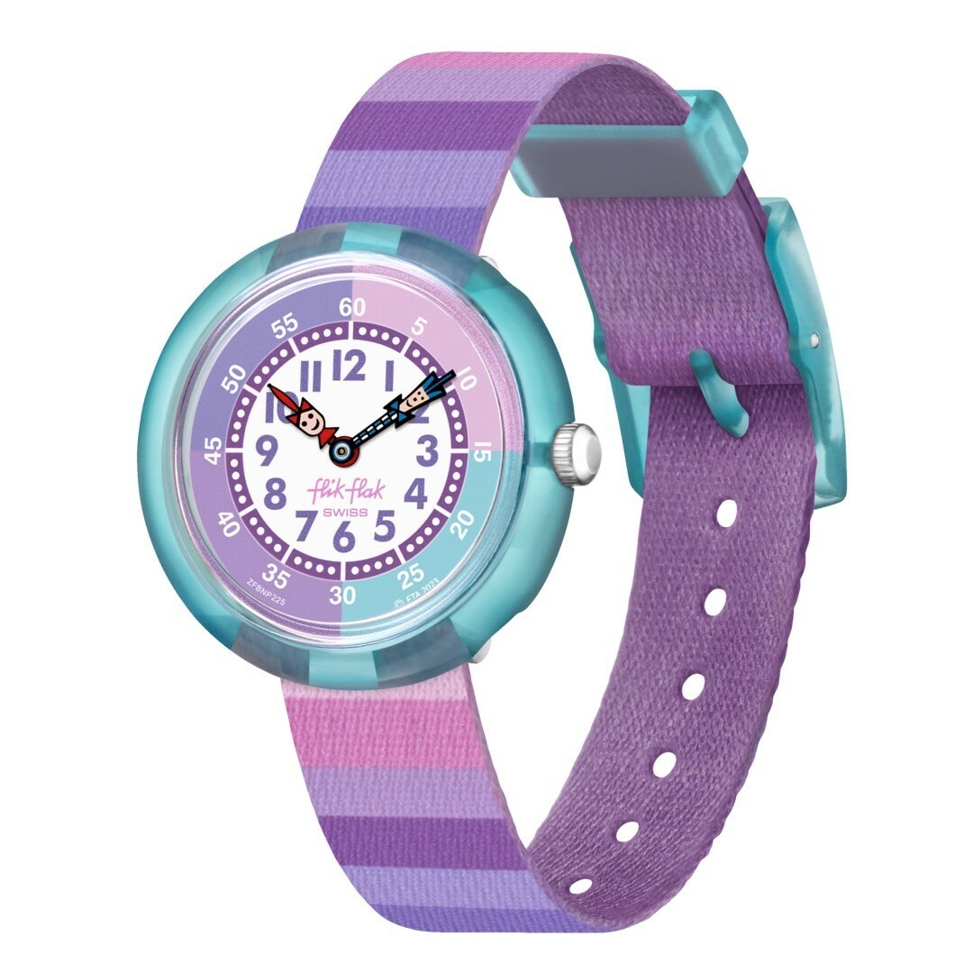 【Swatch - Flik Flak】STRIPY PURPLE FBNP225 32mm 現代鐘錶