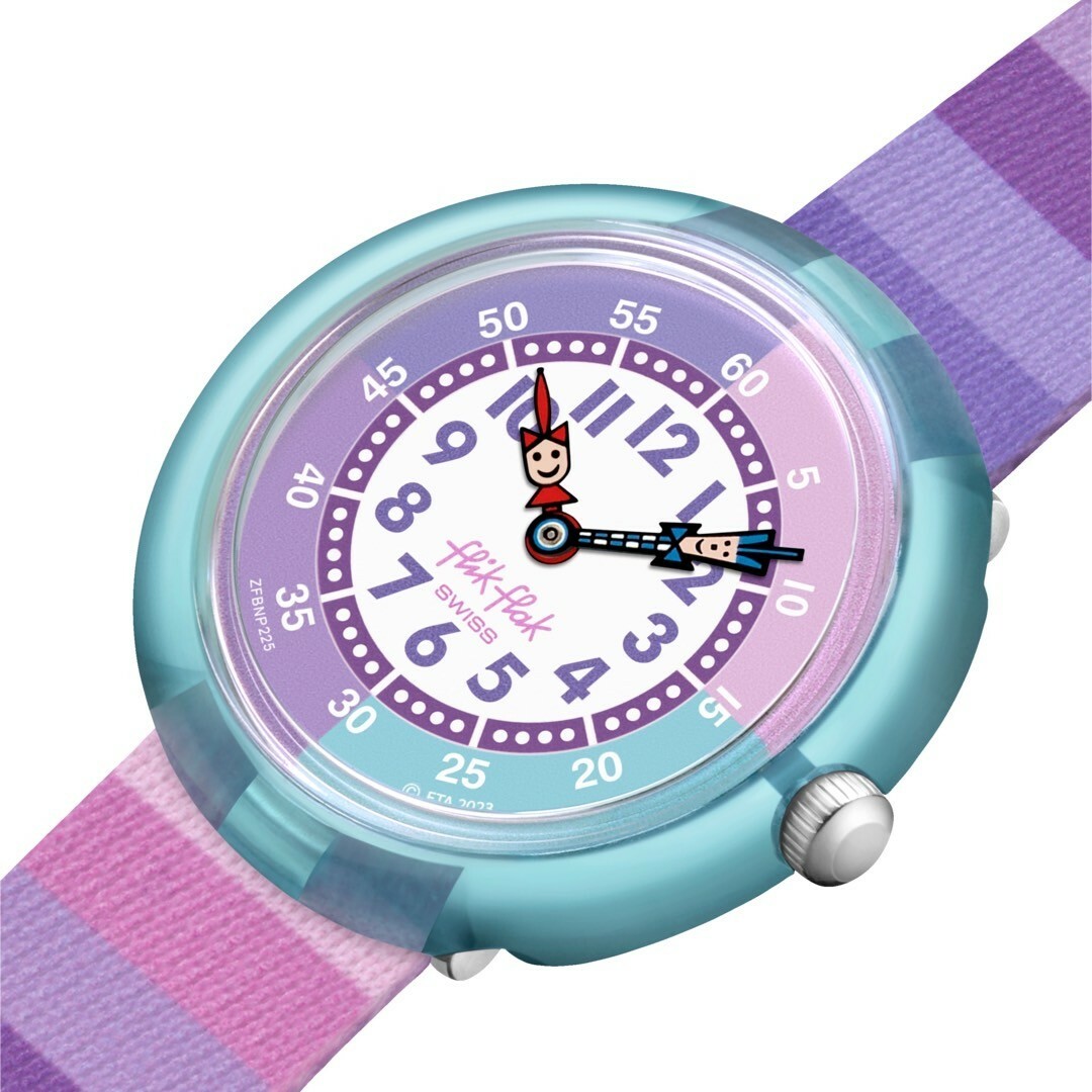 【Swatch - Flik Flak】STRIPY PURPLE FBNP225 32mm 現代鐘錶