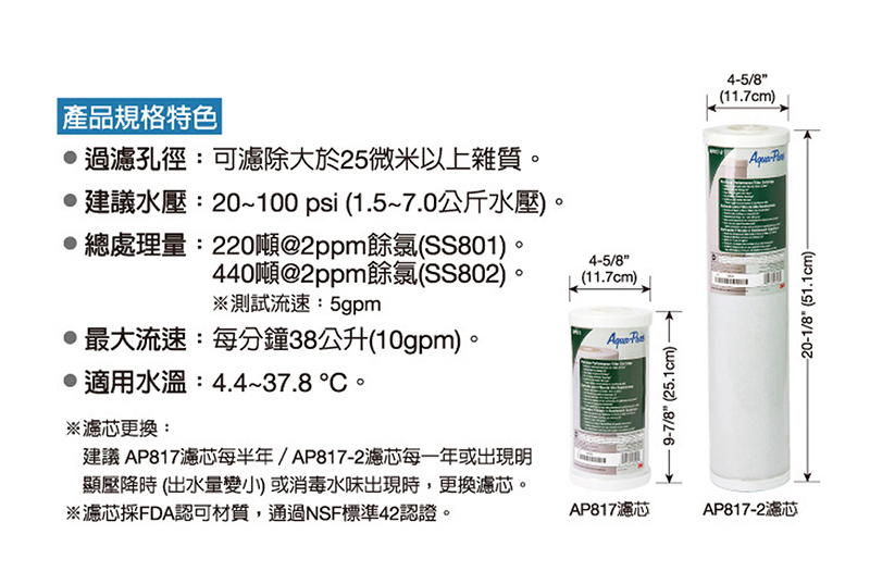 3M AP817全戶式活性碳濾芯